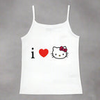 Y2K Hello Kitty crop top by FitiqueFit, casual vintage punk tank top featuring Hello Kitty graphic for emo girls fashion.